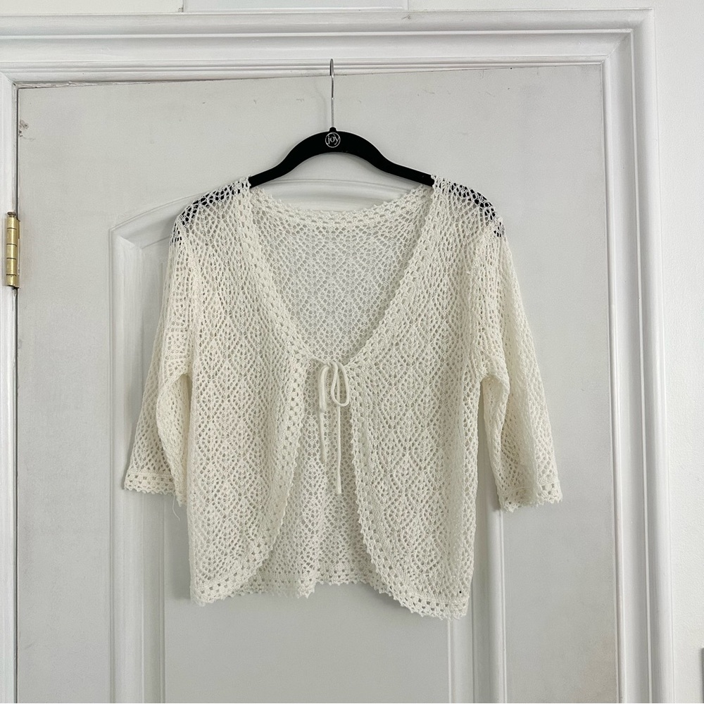 crochet front tie cardigan